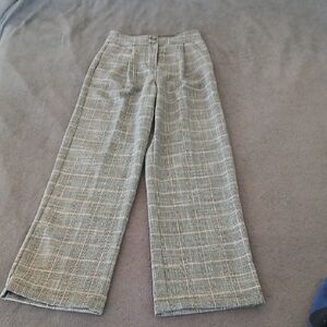 Express Women's Gray Plaid Wide-Leg Dress Trousers